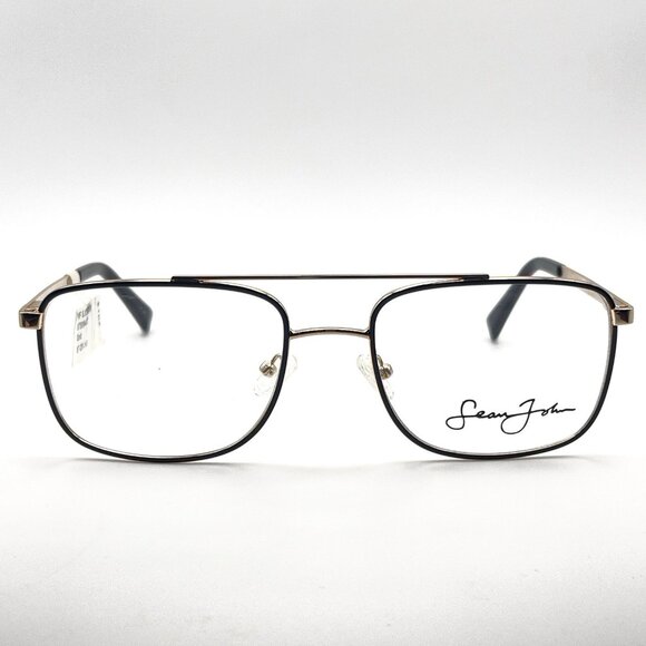 Sean John SJO 5107 770 Eyeglass Frames Aviator Double Metal Black Gold 57-20-145